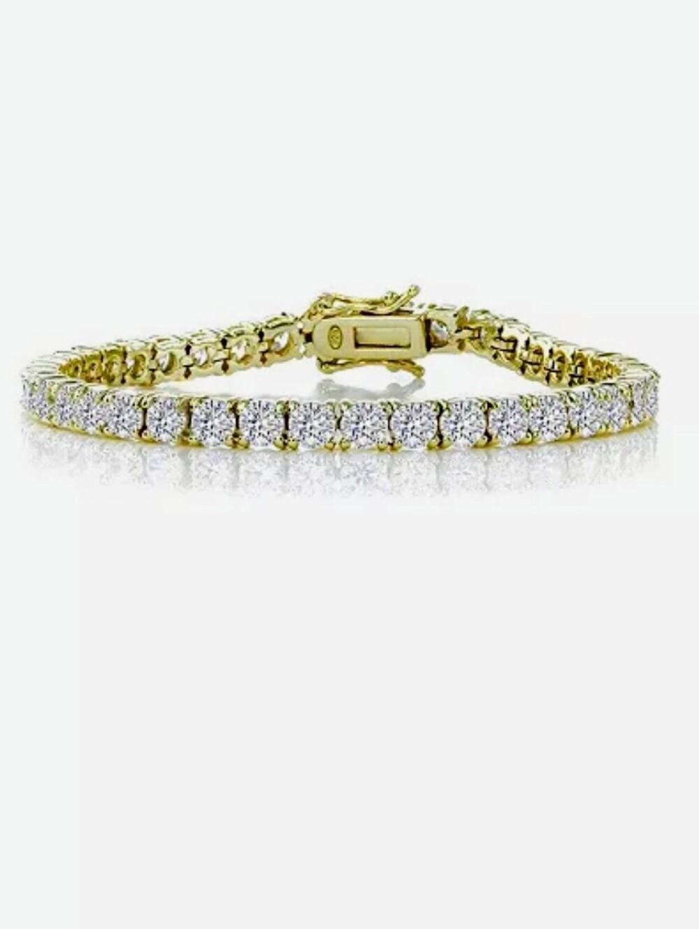 Rachel Glauber Yellow Gold Tennis Bracelet with Prem. CZ1